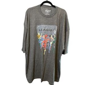 NWT Justice League Unisex Gray Short Sleeve Graphic Tee Shirt - Size 4XL